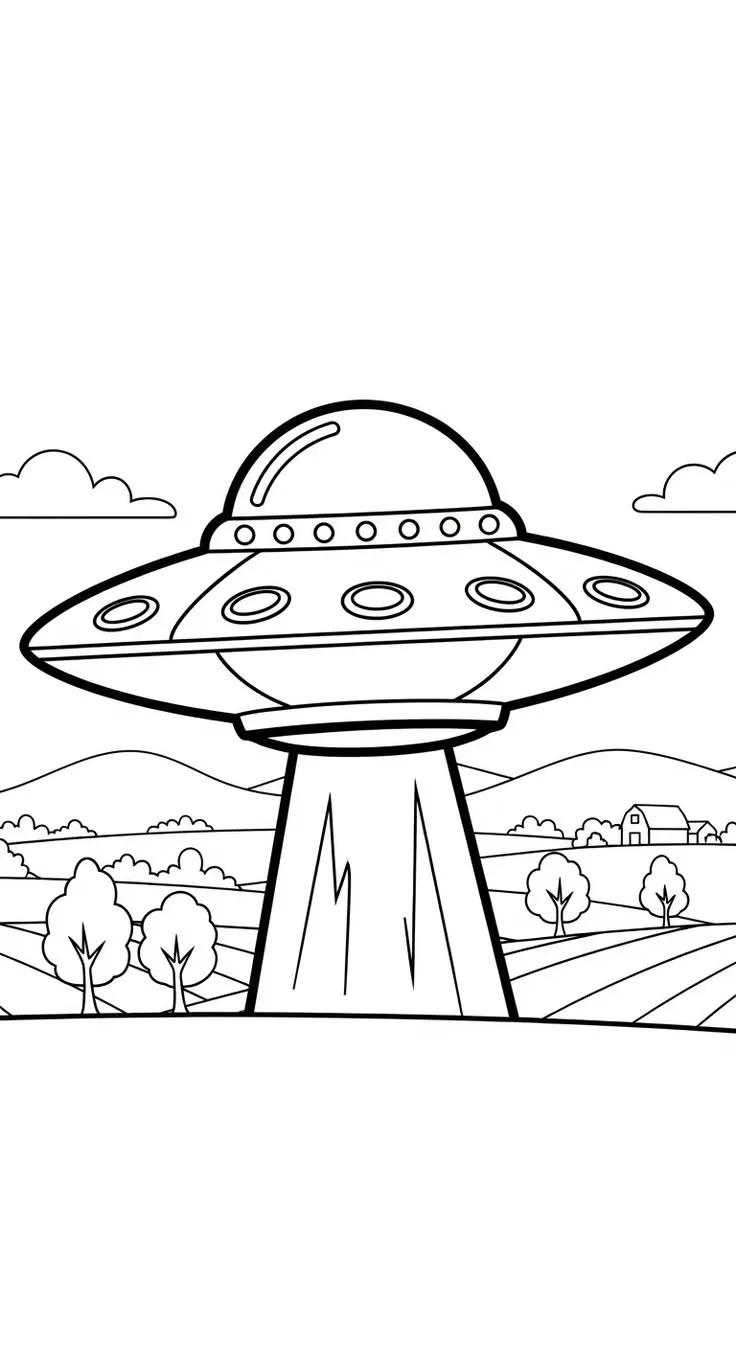 Haz clic para descargar dibujo de OVNI Abducción en la Granja para colorear e imprimir gratis OVNI Abducción en la Granja para colorear HD fácil y bonito - Descarga e imprime gratis - Dibujo exclusivo de Dibujos