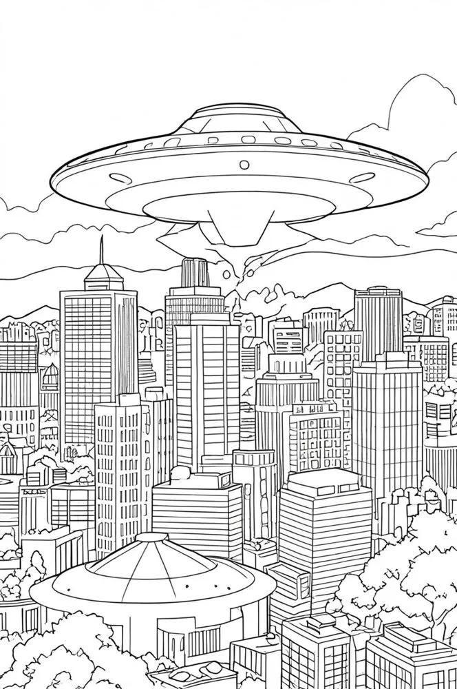 Haz clic para descargar dibujo de OVNI sobre Ciudad Detallado para colorear e imprimir gratis OVNI sobre Ciudad Detallado para colorear HD fácil y bonito - Descarga e imprime gratis - Dibujo exclusivo de Dibujos