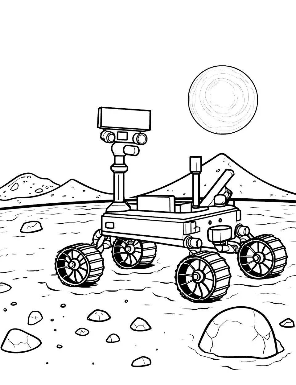 Haz clic para descargar dibujo de Rover Curiosity en Marte para colorear e imprimir gratis Rover Curiosity en Marte para colorear HD fácil y bonito - Descarga e imprime gratis - Dibujo exclusivo de Dibujos