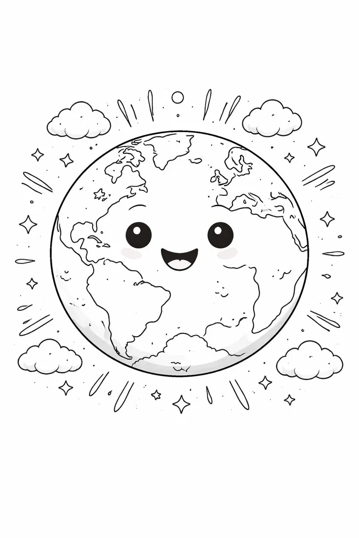 Haz clic para descargar dibujo de Tierra Kawaii con Estrellas para colorear e imprimir gratis Tierra Kawaii con Estrellas para colorear HD fácil y bonito - Descarga e imprime gratis - Dibujo exclusivo de Dibujos