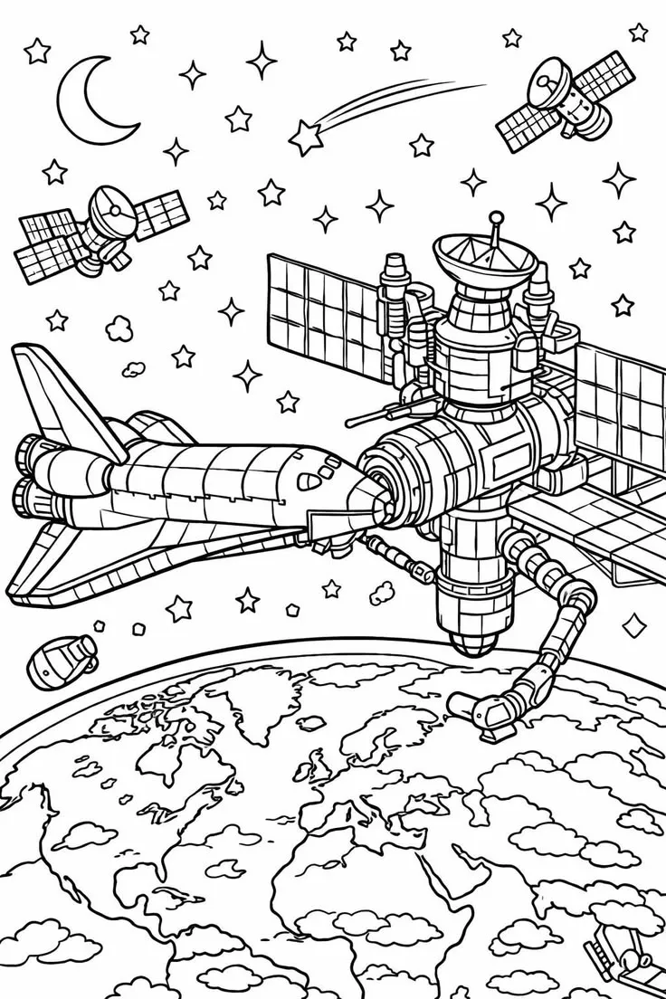 Haz clic para descargar dibujo de Transbordador con Estación Espacial para colorear e imprimir gratis Transbordador con Estación Espacial para colorear HD fácil y bonito - Descarga e imprime gratis - Dibujo exclusivo de Dibujos