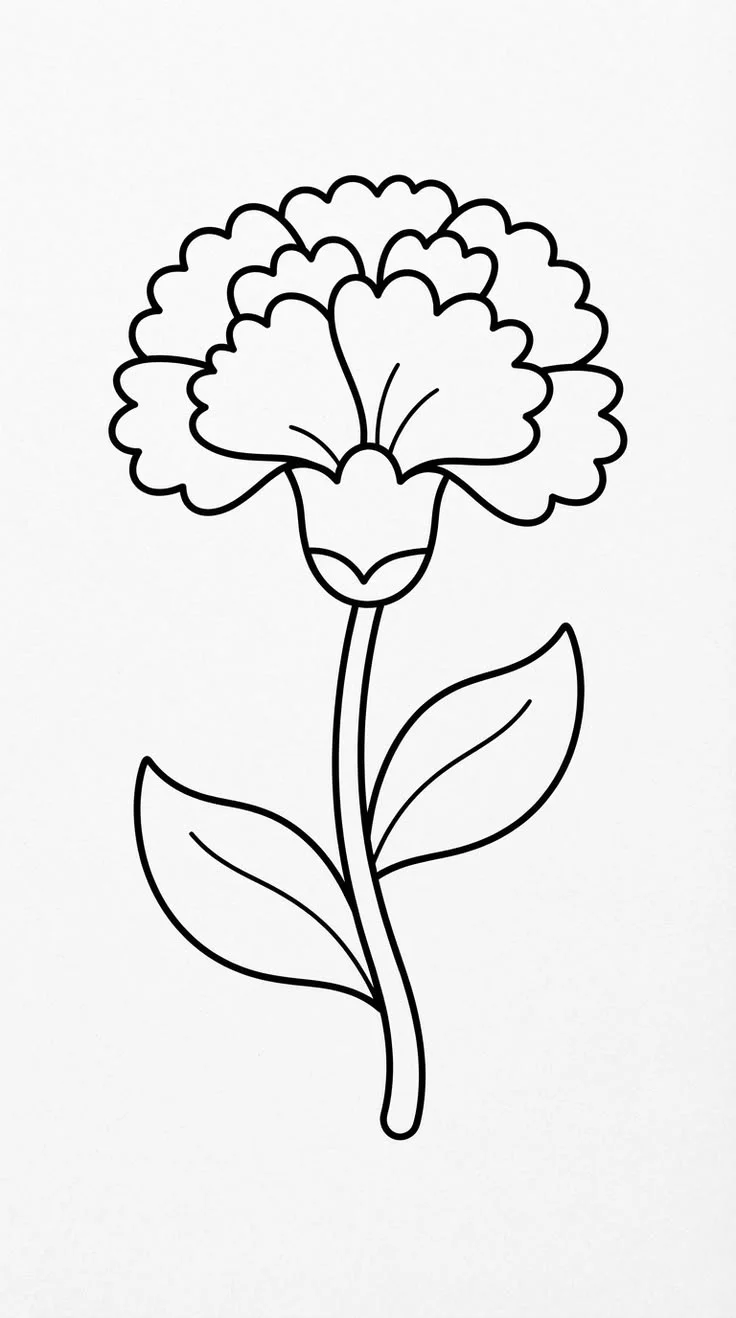 Clavel para colorear e imprimir Clavel para colorear - Flores