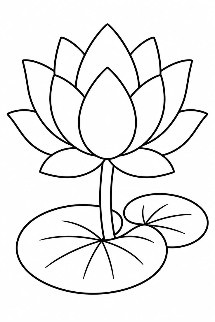 Flor de Loto para colorear e imprimir Dibujo de Flor de Loto de Flores para colorear
