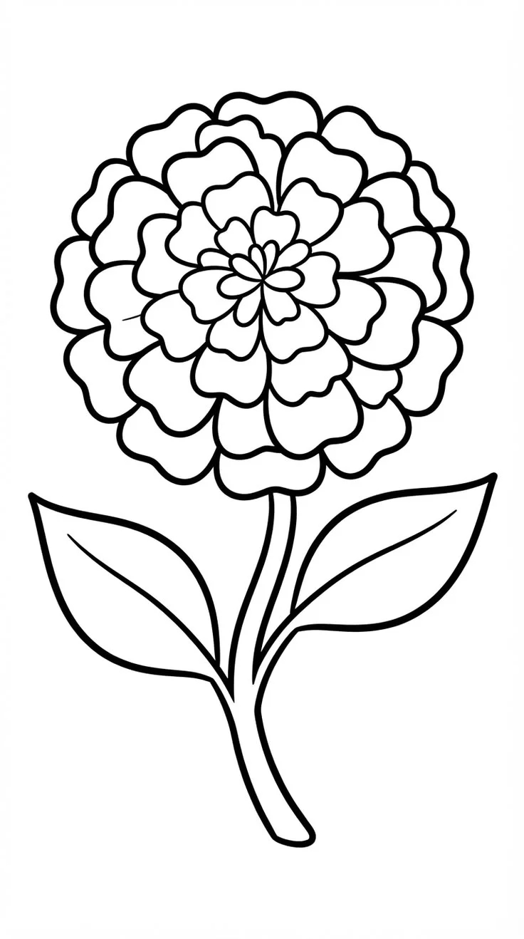 Flor de Pétalos Rizados para colorear e imprimir Dibujo de Flor de Pétalos Rizados de Flores para colorear