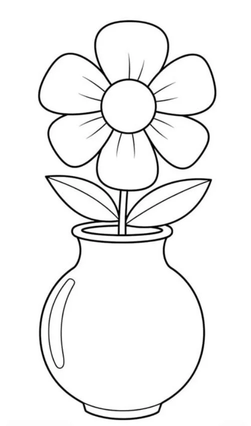 Flor Sencilla en Jarrón para colorear e imprimir Dibujo de Flor Sencilla en Jarrón de Flores para colorear