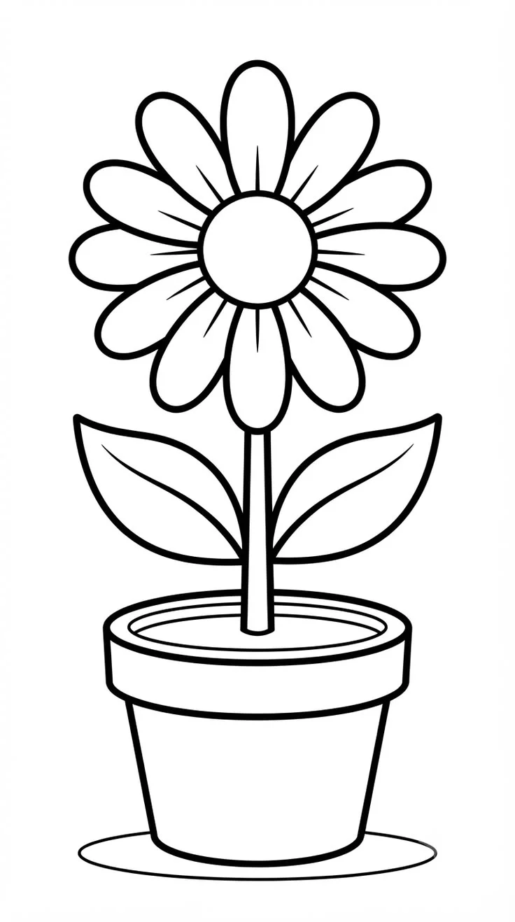 Margarita en Maceta para colorear e imprimir Dibujo de Margarita en Maceta de Flores para colorear