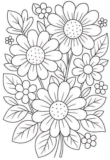 Margaritas y Flores Silvestres para colorear e imprimir Dibujo de Margaritas y Flores Silvestres para colorear