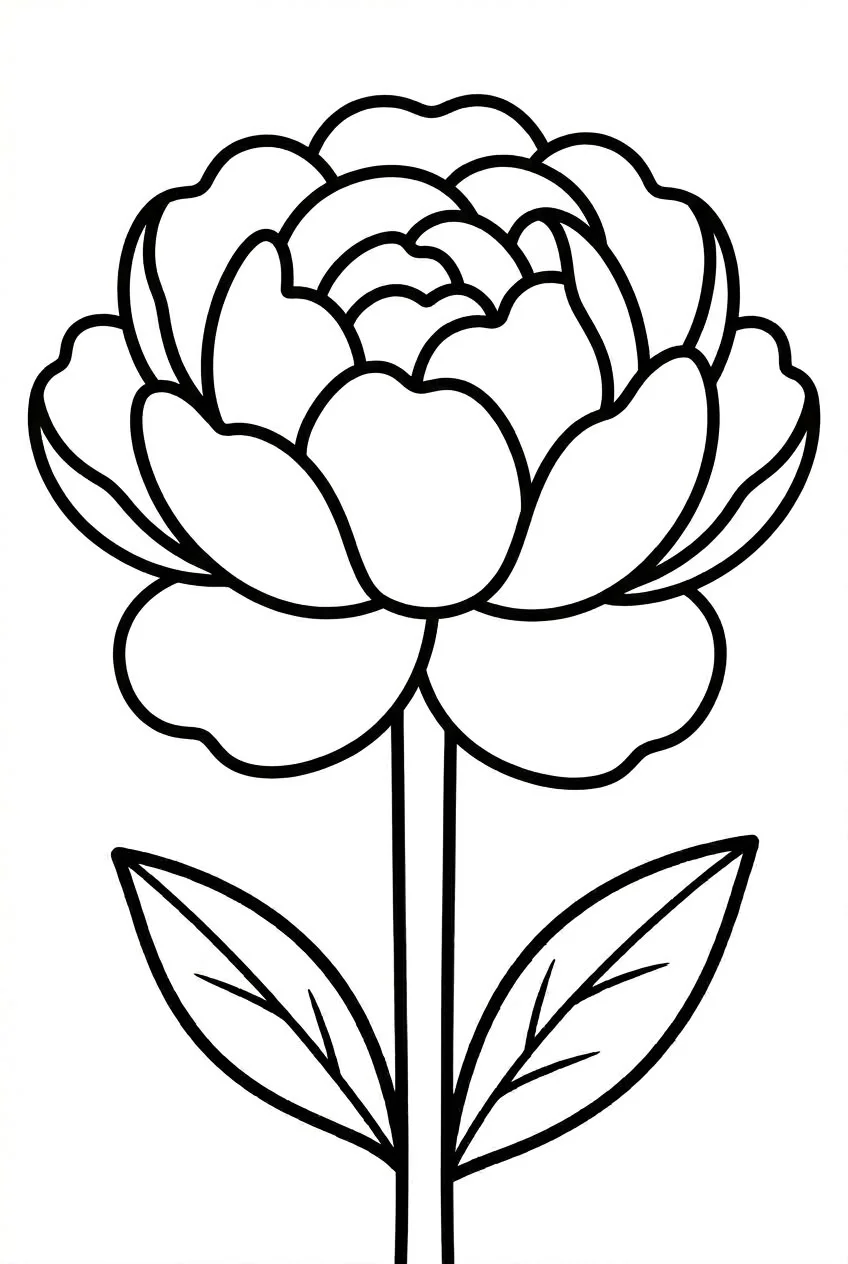 Peonía para colorear e imprimir Peonía para colorear - Flores
