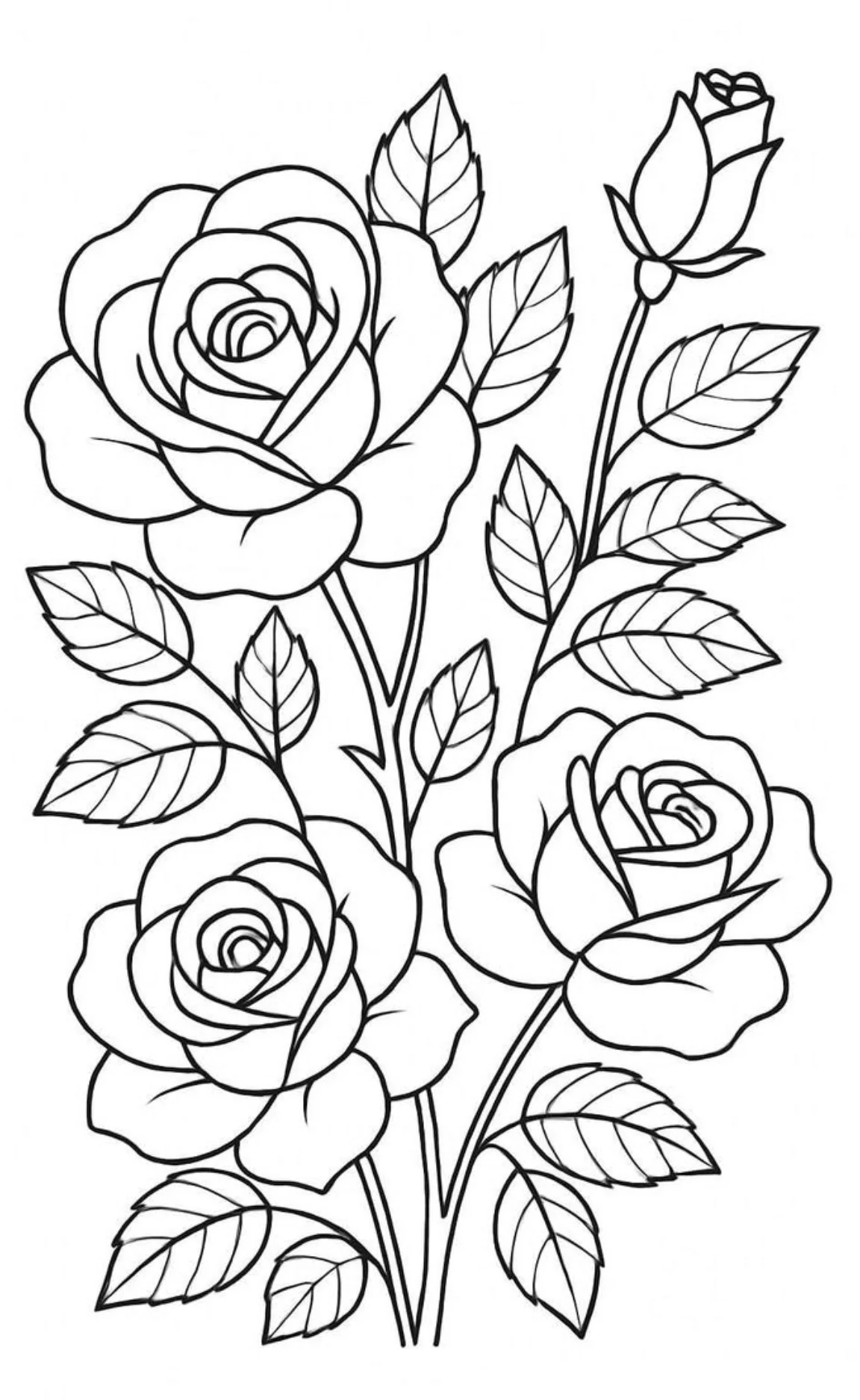 Rosas con Capullo para colorear e imprimir Dibujo de Rosas con Capullo de Flores para colorear
