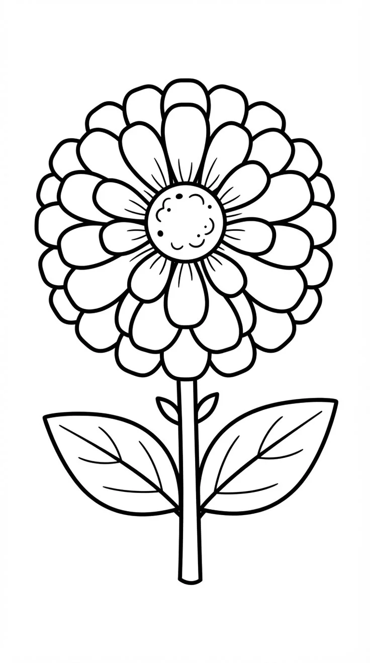Zinnia para colorear e imprimir Dibujo de Zinnia de Flores para colorear