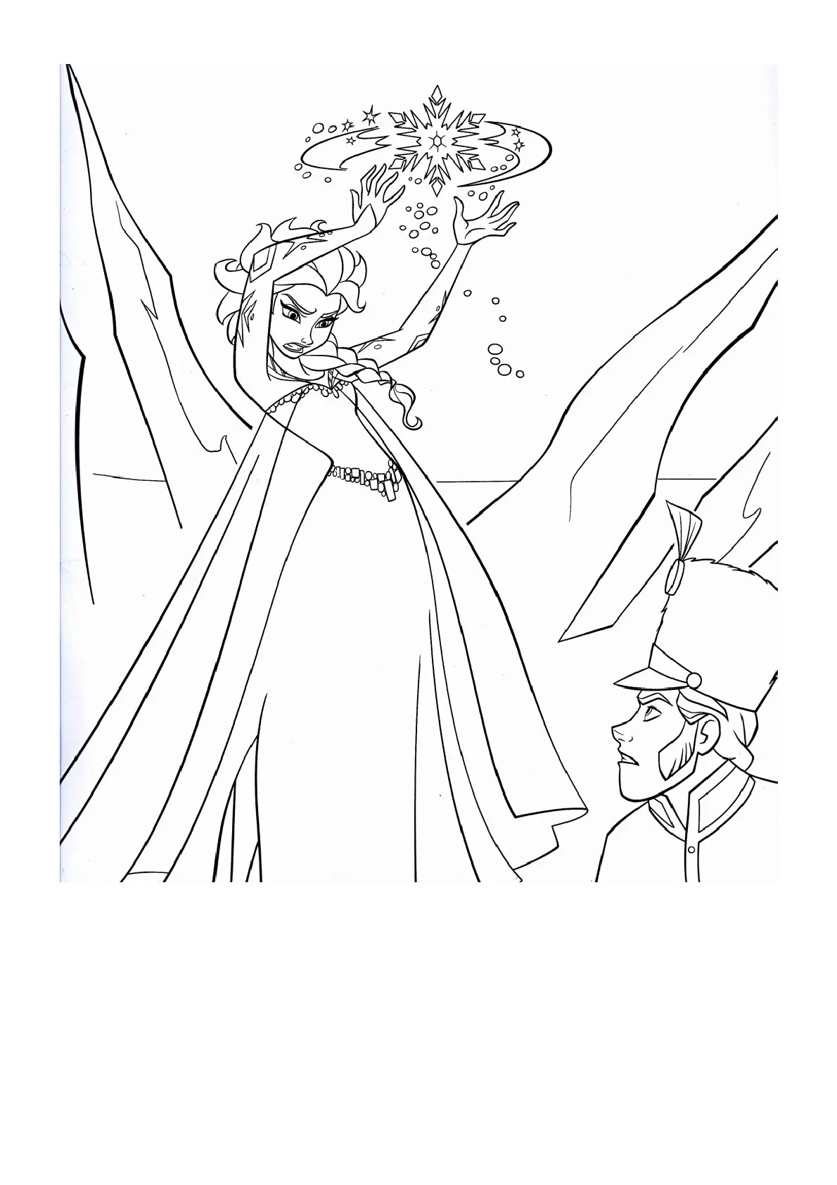Dibujo relacionado de Elsa con sus Poderes para colorear