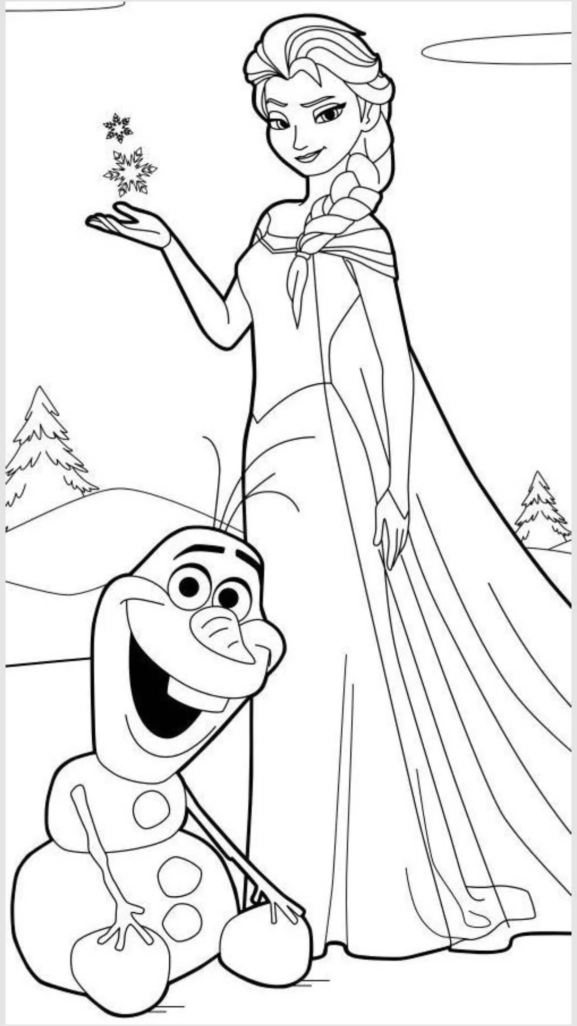 Ver dibujo completo de Elsa y Olaf en Paisaje Nevado para colorear Dibujo de Elsa y Olaf en Paisaje Nevado para colorear e imprimir gratis - Plantilla en alta calidad