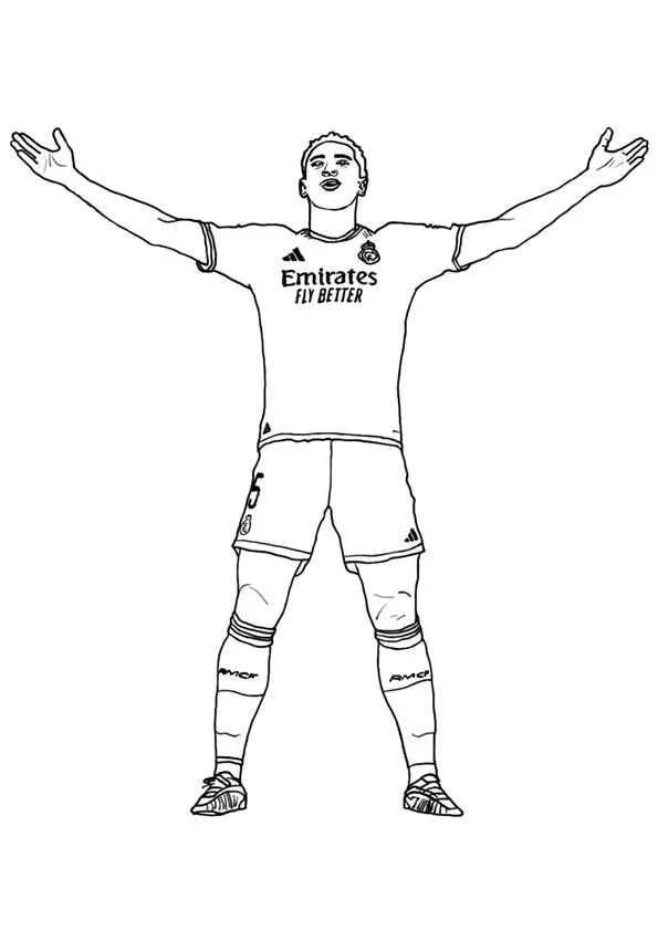 Bellingham Brazos Abiertos #5 para colorear HD fácil y bonito - Descarga e imprime gratis - Dibujo exclusivo de Futbolistas