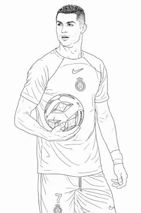Cristiano Ronaldo Controlando el Balón para colorear HD fácil y bonito - Descarga e imprime gratis - Dibujo exclusivo de Futbolistas