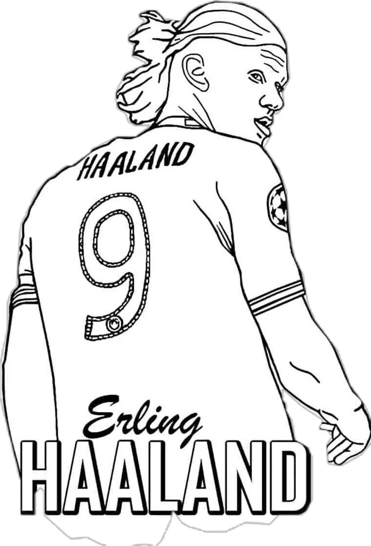 Erling Haaland de Espalda #9 Manchester City para colorear HD fácil y bonito - Descarga e imprime gratis - Dibujo exclusivo de Futbolistas