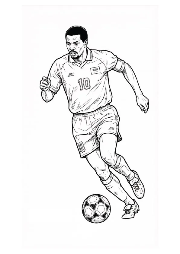 Futbolista Clásico Retro #10 para colorear HD fácil y bonito - Descarga e imprime gratis - Dibujo exclusivo de Futbolistas