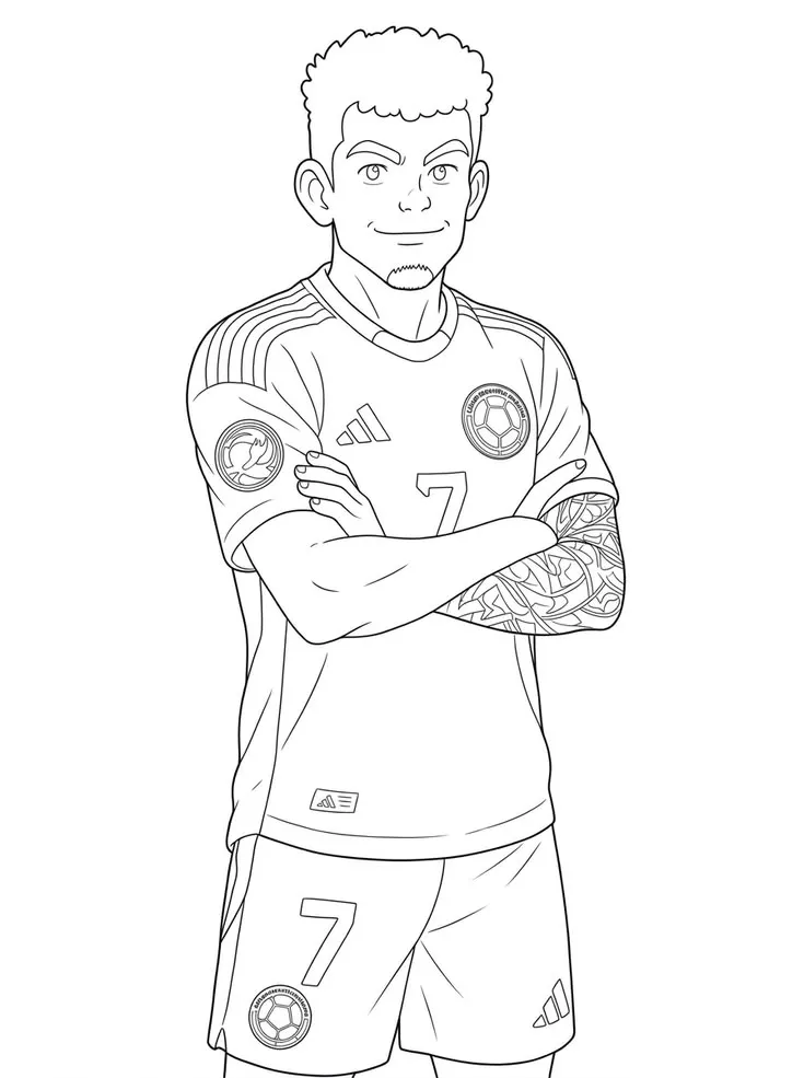Futbolista México #7 Brazos Cruzados para colorear HD fácil y bonito - Descarga e imprime gratis - Dibujo exclusivo de Futbolistas
