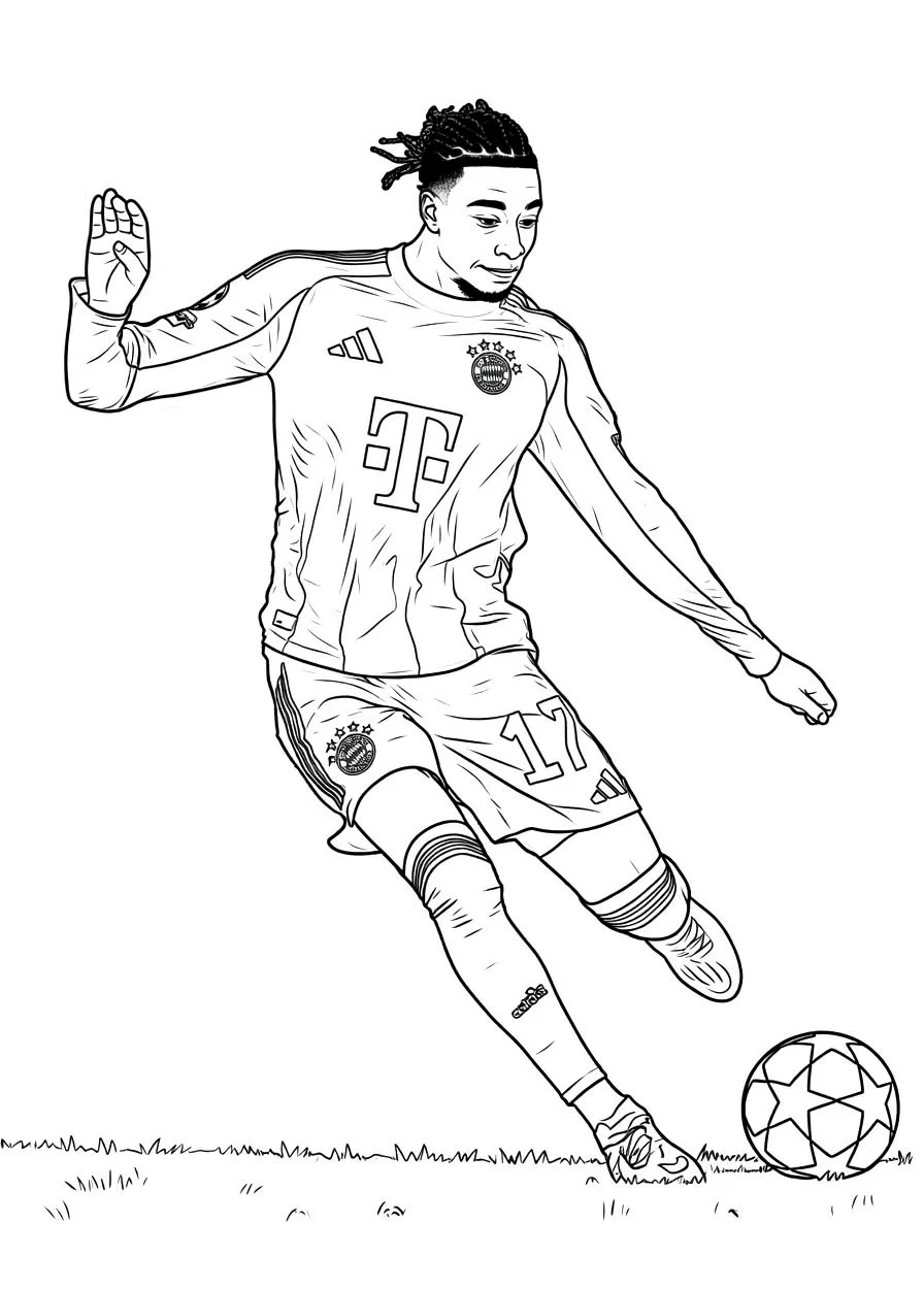 Michael Olise Conduciendo con el Bayern para colorear e imprimir Michael Olise Conduciendo con el Bayern para colorear - Futbolistas