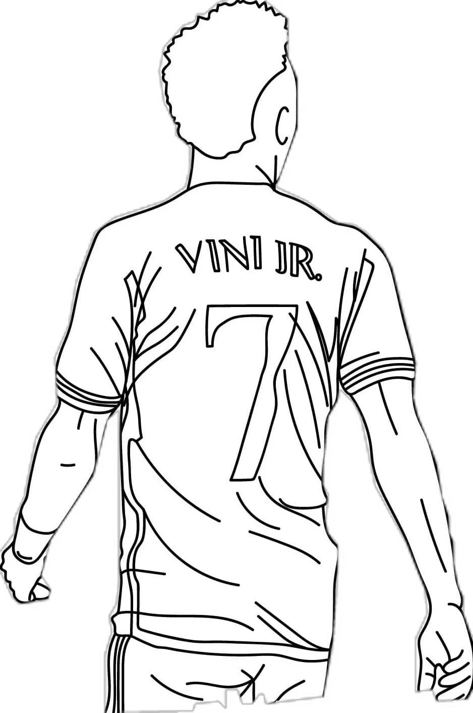 Vinicius Jr de Espalda #7 para colorear HD fácil y bonito - Descarga e imprime gratis - Dibujo exclusivo de Futbolistas