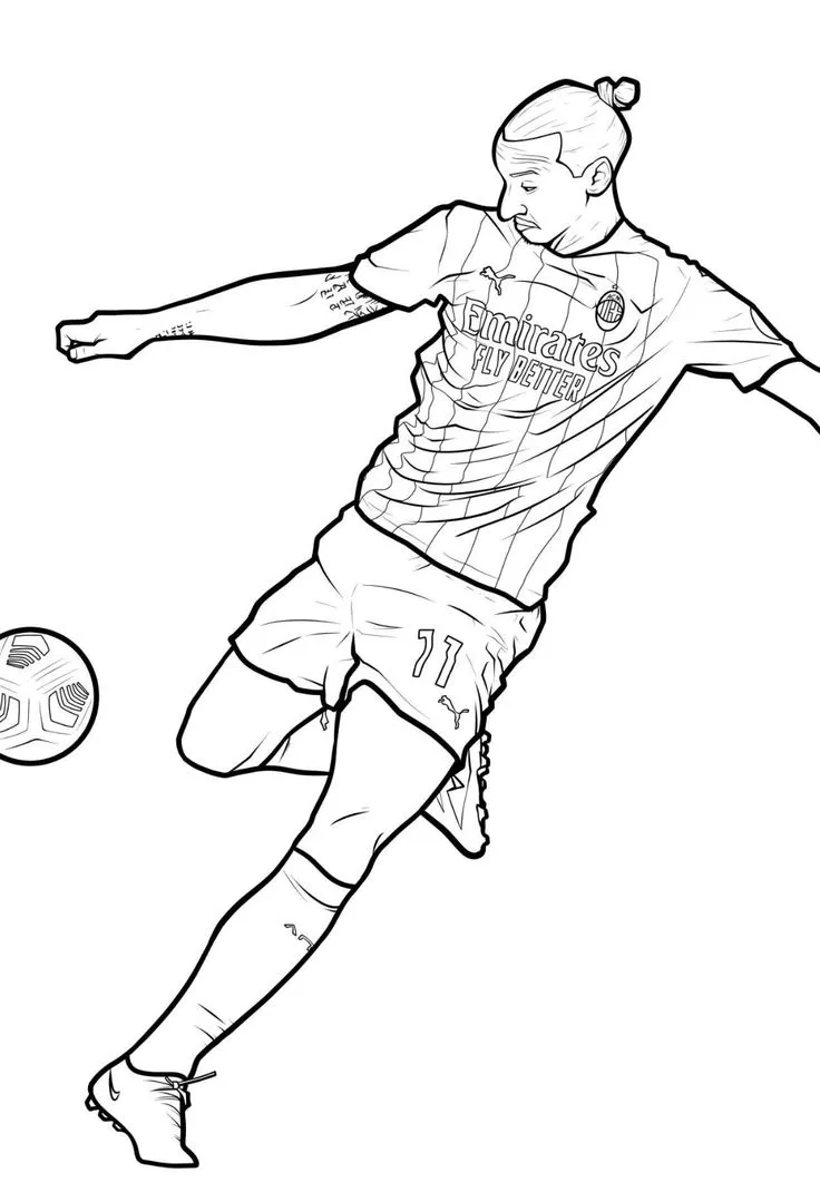 Zlatan Ibrahimovic AC Milan Disparando para colorear HD fácil y bonito - Descarga e imprime gratis - Dibujo exclusivo de Futbolistas