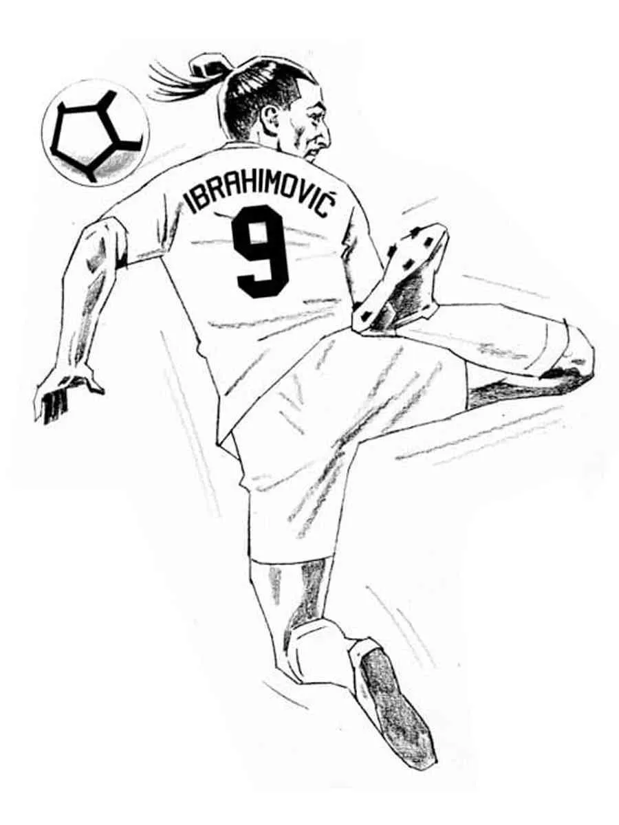 Zlatan Ibrahimovic Chilena Acrobática para colorear HD fácil y bonito - Descarga e imprime gratis - Dibujo exclusivo de Futbolistas