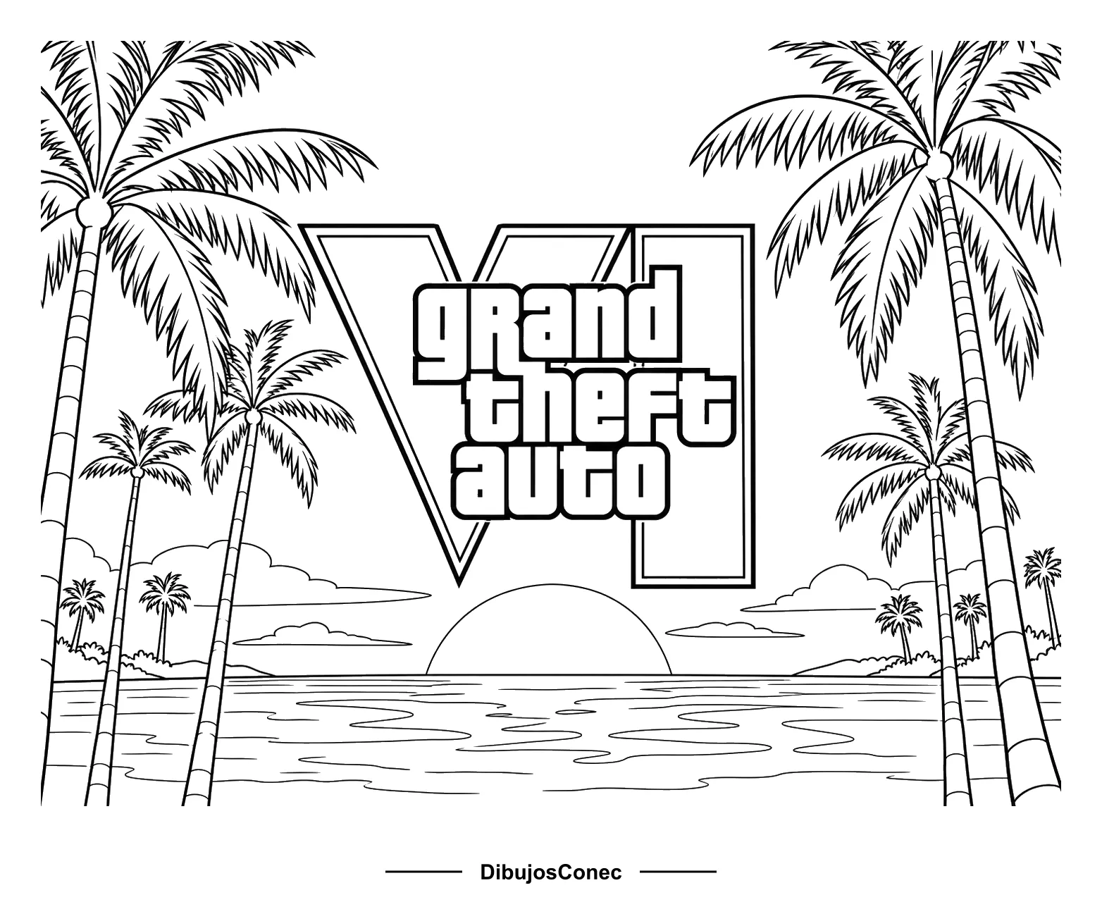 Logo de GTA 6 en la Playa para colorear
