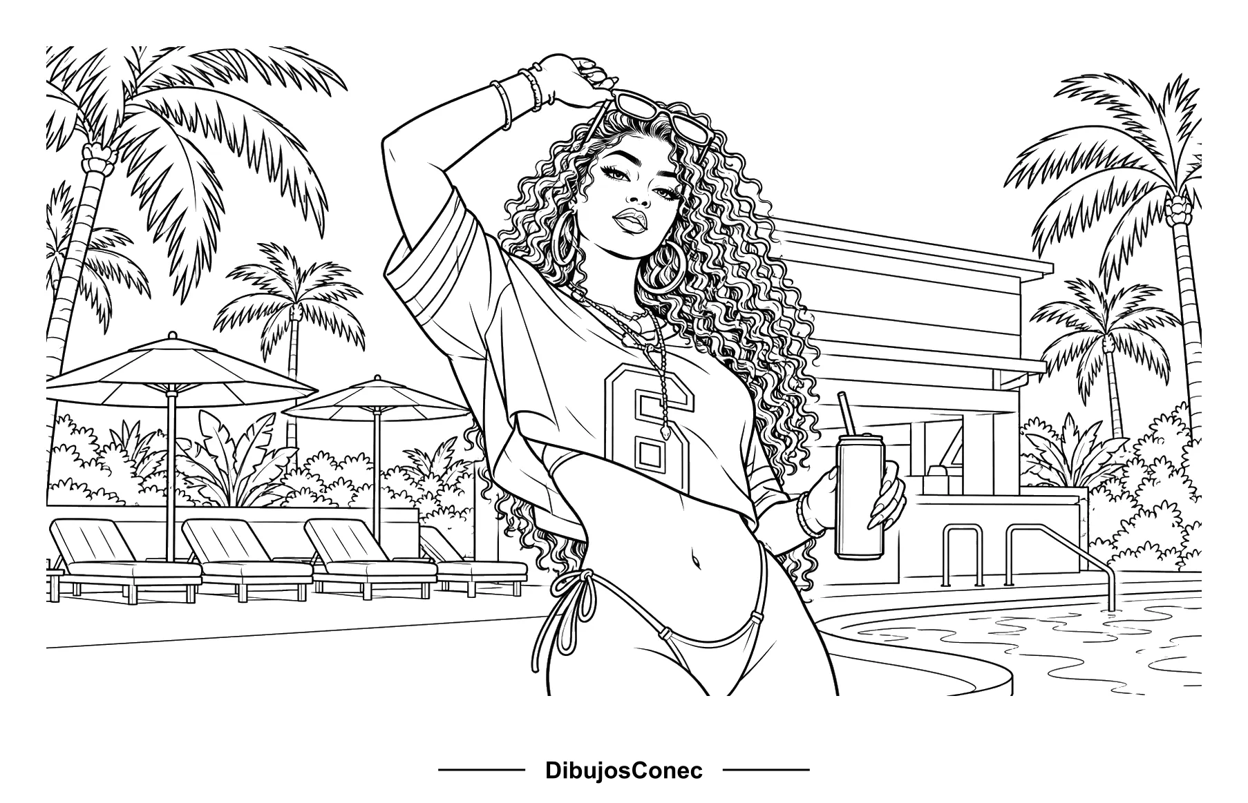 Piscina de un Hotel de Vice City para colorear - GTA 6