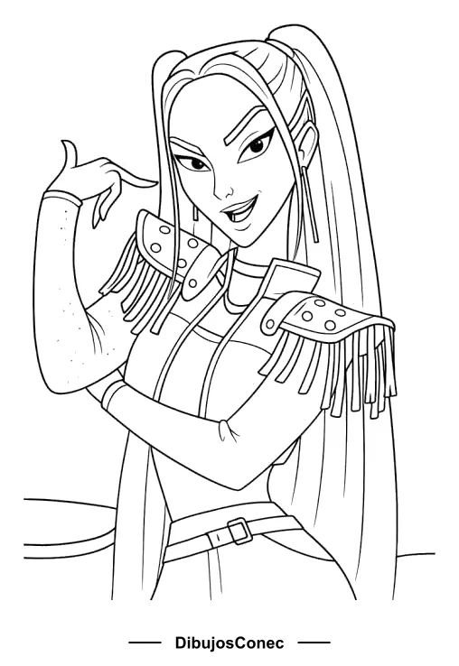 Dibujo de Mira con Hombreras de Flecos de Guerreras K-pop para colorear