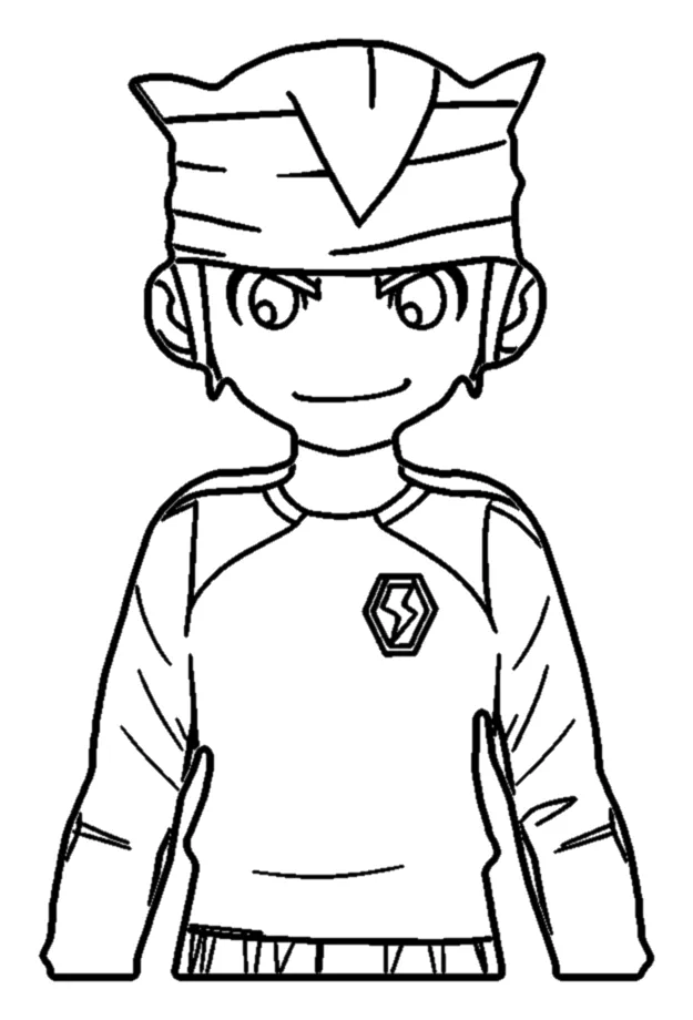 Mark Evans, el Capitán del Raimon, con su Cinta para colorear e imprimir Mark Evans, el Capitán del Raimon, con su Cinta para colorear - Inazuma Eleven: Mark aparece de medio cuerpo y de frente, con una sonrisa decidida y la mirada desafiante