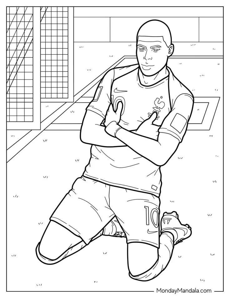 Dibujo relacionado de Mbappé con la Selección para colorear