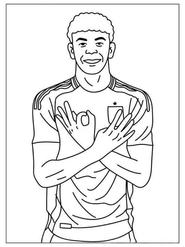 Lamine Yamal para colorear - Lamine Yamal con Fans - Dibujo para imprimir gratis