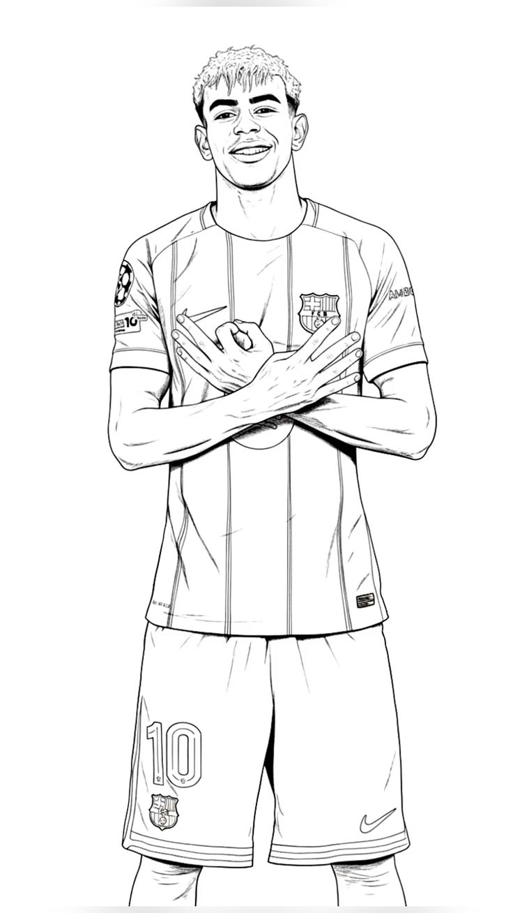 Ver dibujo completo de Lamine Yamal Número 10 para colorear Dibujo de Lamine Yamal Número 10 para colorear e imprimir gratis - Plantilla en alta calidad
