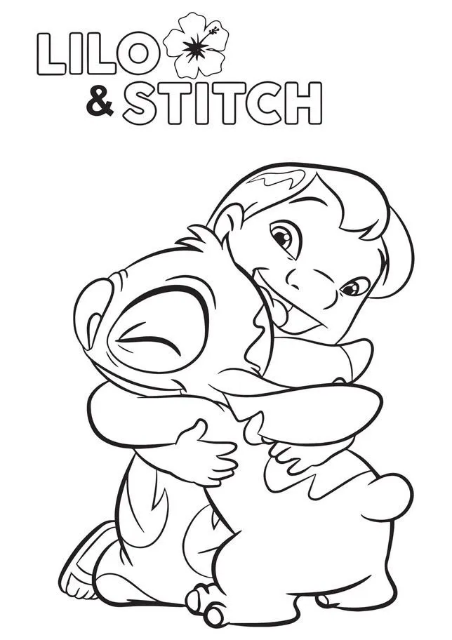 Dibujo relacionado de Lilo y Stitch Abrazados para colorear
