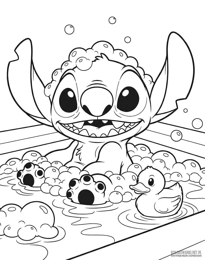 Ver dibujo completo de Stitch en la Banera con Burbujas para colorear Dibujo de Stitch en la Banera con Burbujas para colorear e imprimir gratis - Plantilla en alta calidad