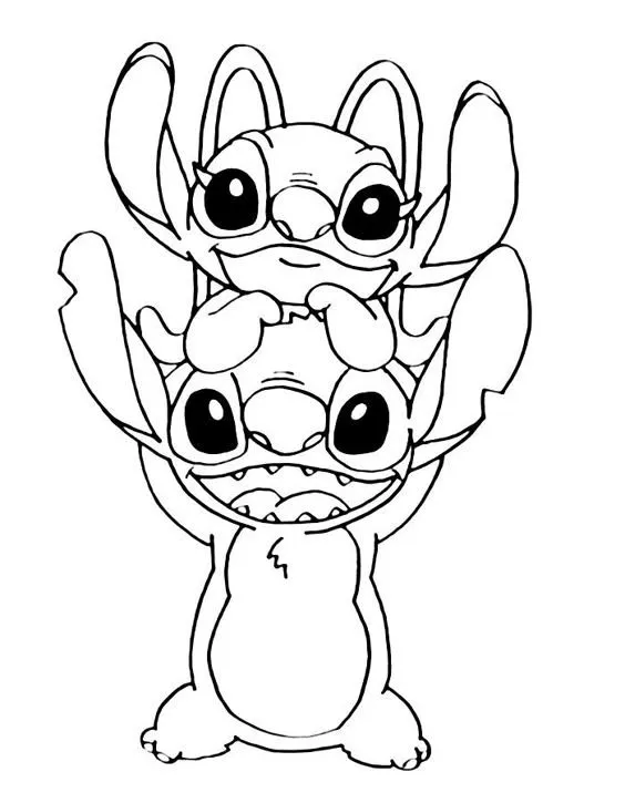 Ver dibujo completo de Stitch y Angel Abrazados para colorear Dibujo de Stitch y Angel Abrazados para colorear e imprimir gratis - Plantilla en alta calidad