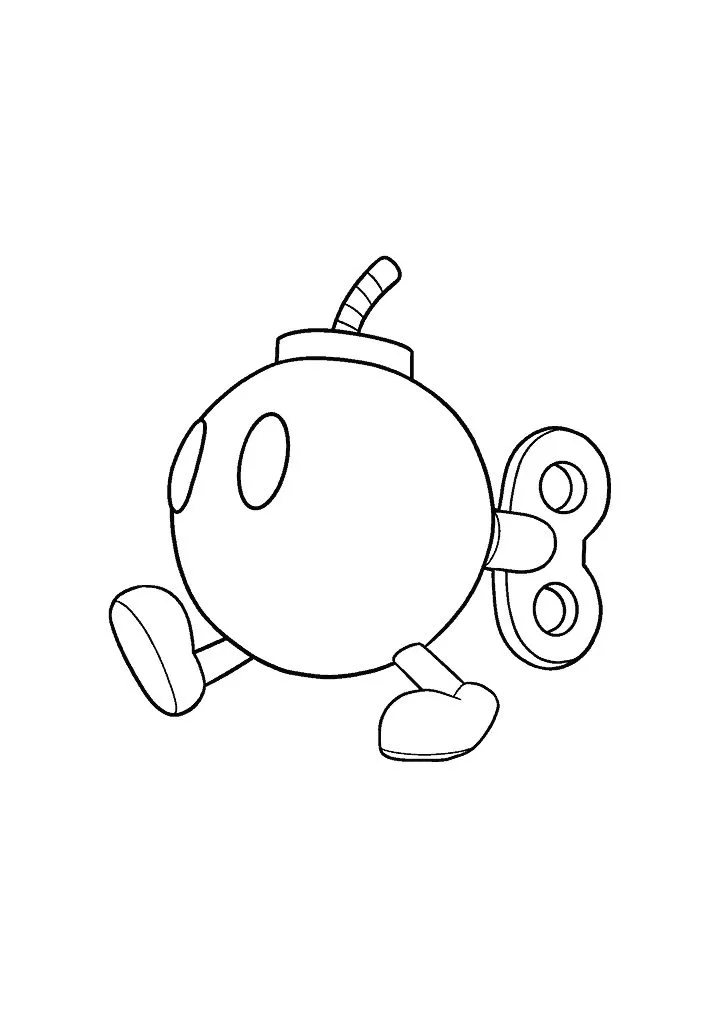 Ver dibujo completo de Bob-omb Bomba para colorear Dibujo de Bob-omb Bomba para colorear e imprimir gratis - Plantilla en alta calidad