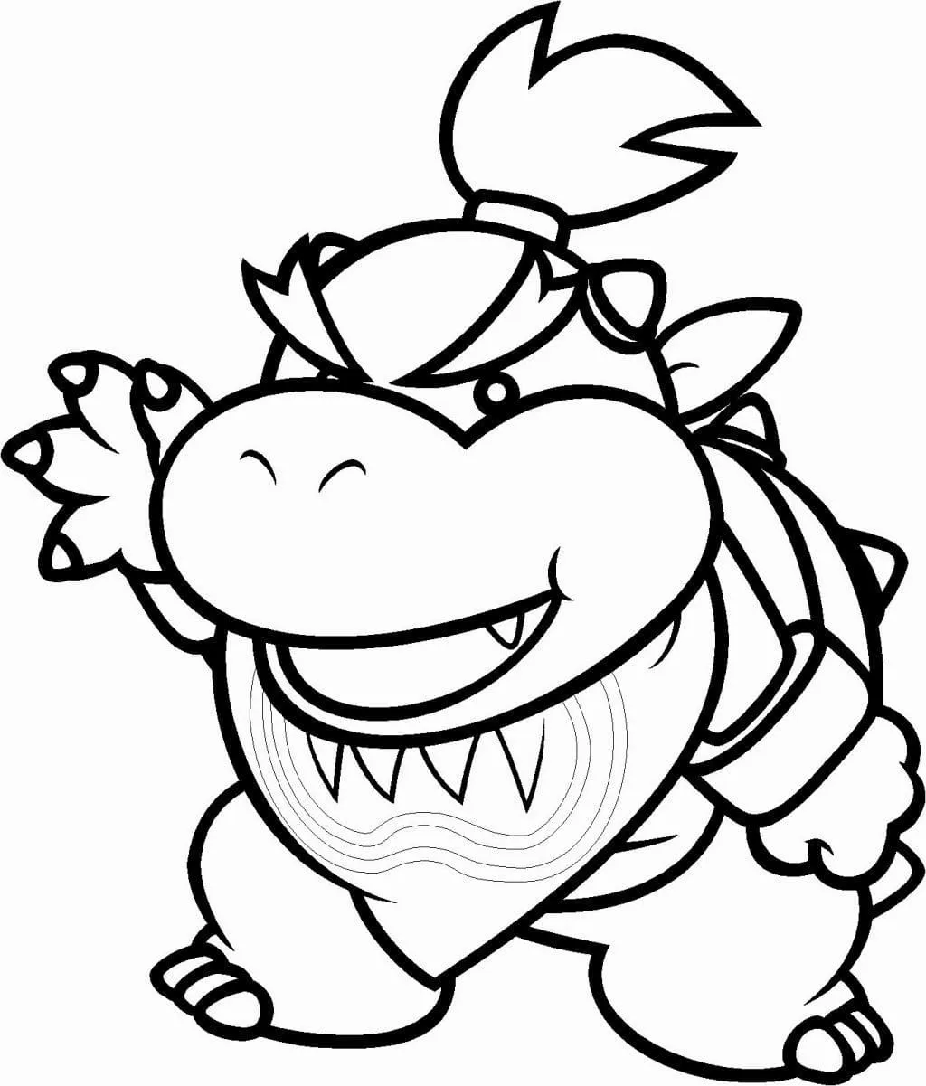 Bowser Jr. para colorear HD fácil y bonito - Descarga e imprime gratis - Dibujo exclusivo de Mario Bros
