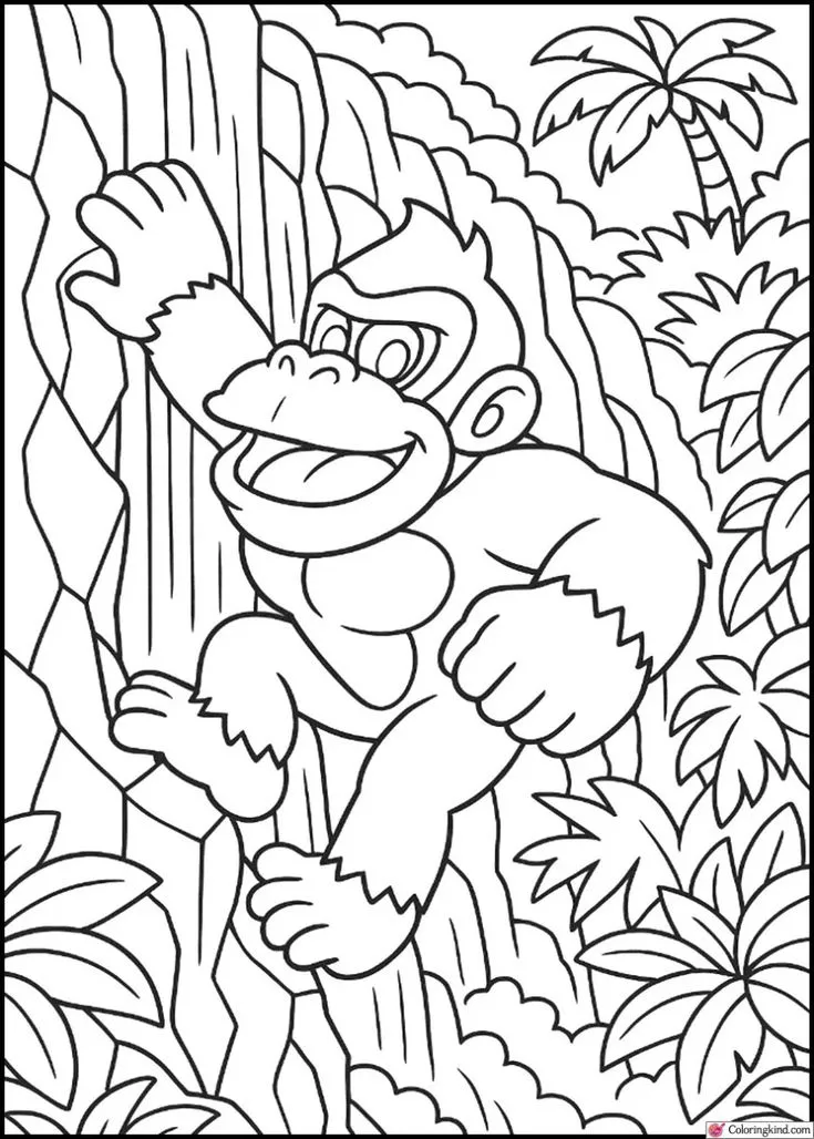 Ver dibujo completo de Donkey Kong en Jungla para colorear Dibujo de Donkey Kong en Jungla para colorear e imprimir gratis - Plantilla en alta calidad