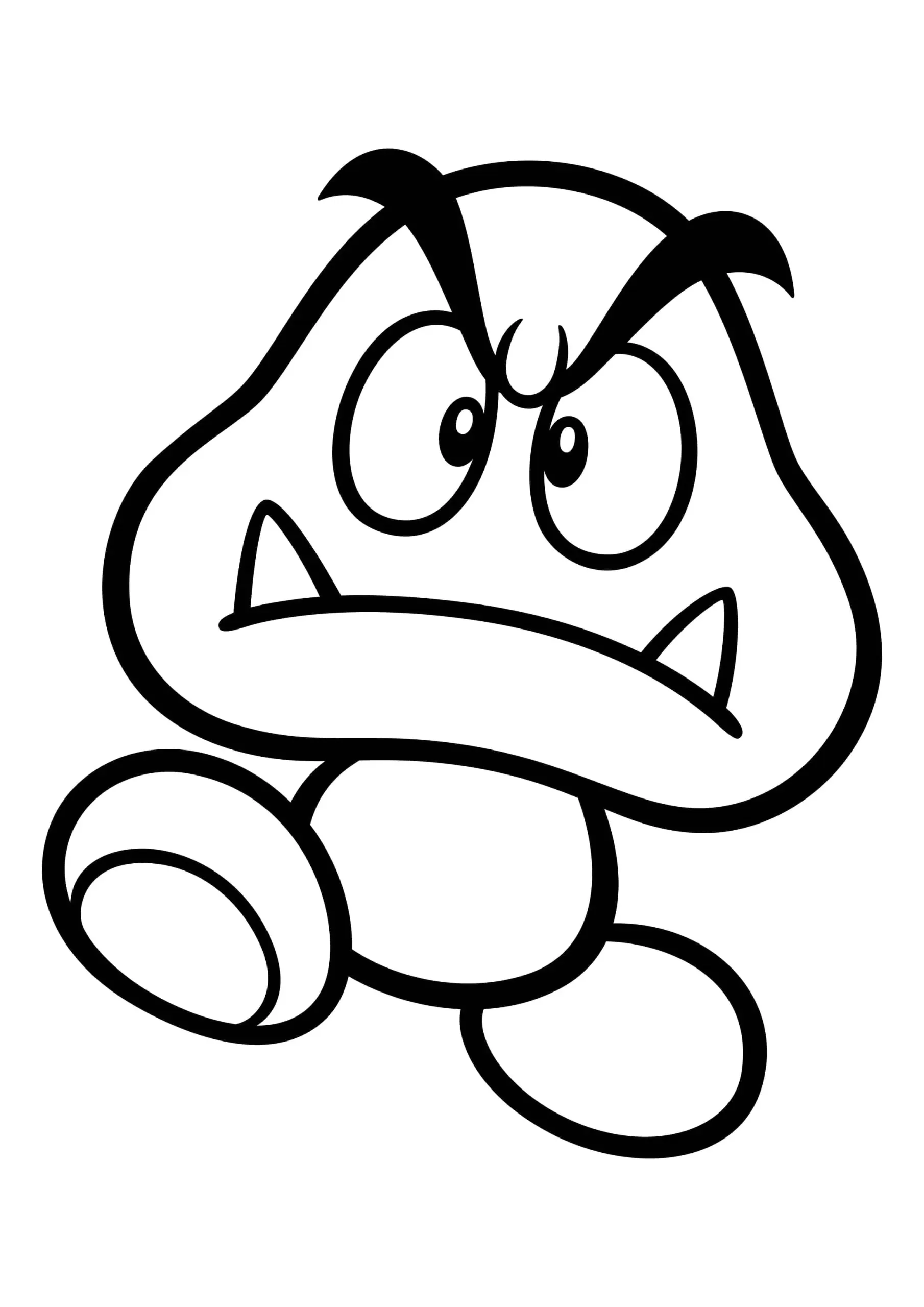 Goomba para colorear HD fácil y bonito - Descarga e imprime gratis - Dibujo exclusivo de Mario Bros