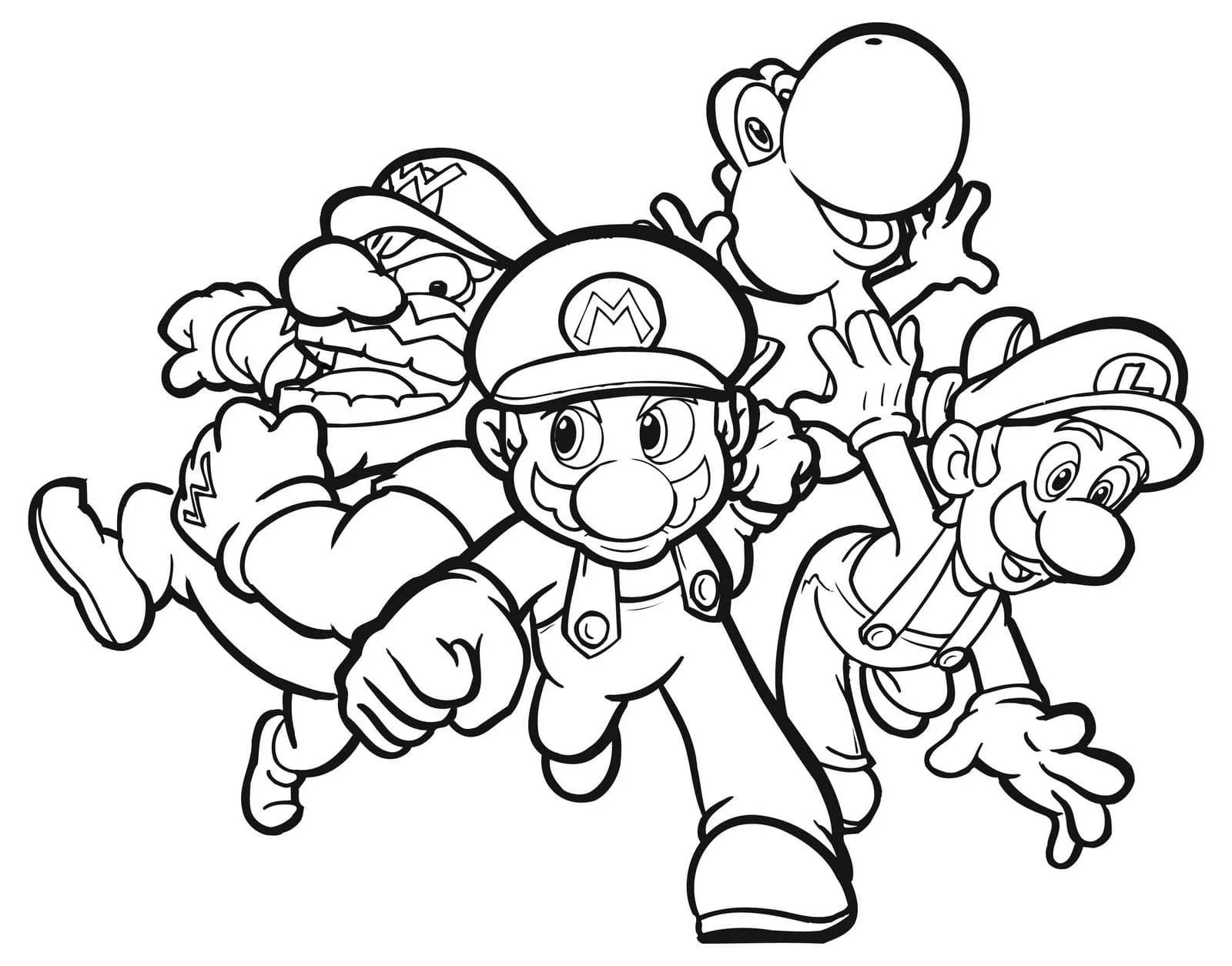 Grupo de Personajes para colorear HD fácil y bonito - Descarga e imprime gratis - Dibujo exclusivo de Mario Bros