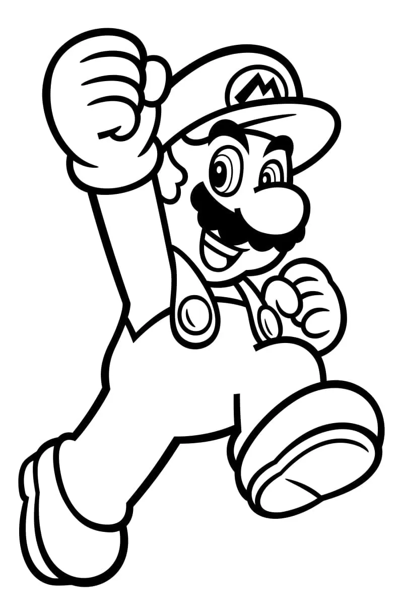 Mario Corriendo para colorear HD fácil y bonito - Descarga e imprime gratis - Dibujo exclusivo de Mario Bros