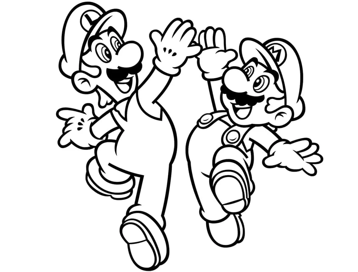 Dibujo relacionado de Mario y Luigi para colorear