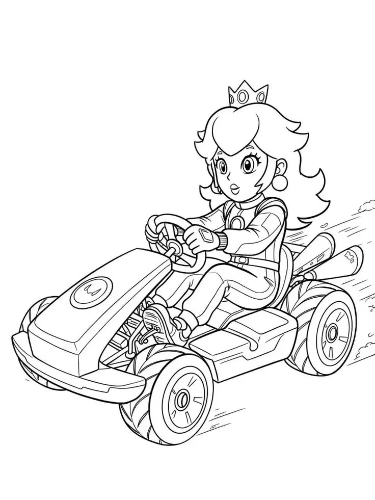 Ver dibujo completo de Peach en Kart para colorear Dibujo de Peach en Kart para colorear e imprimir gratis - Plantilla en alta calidad