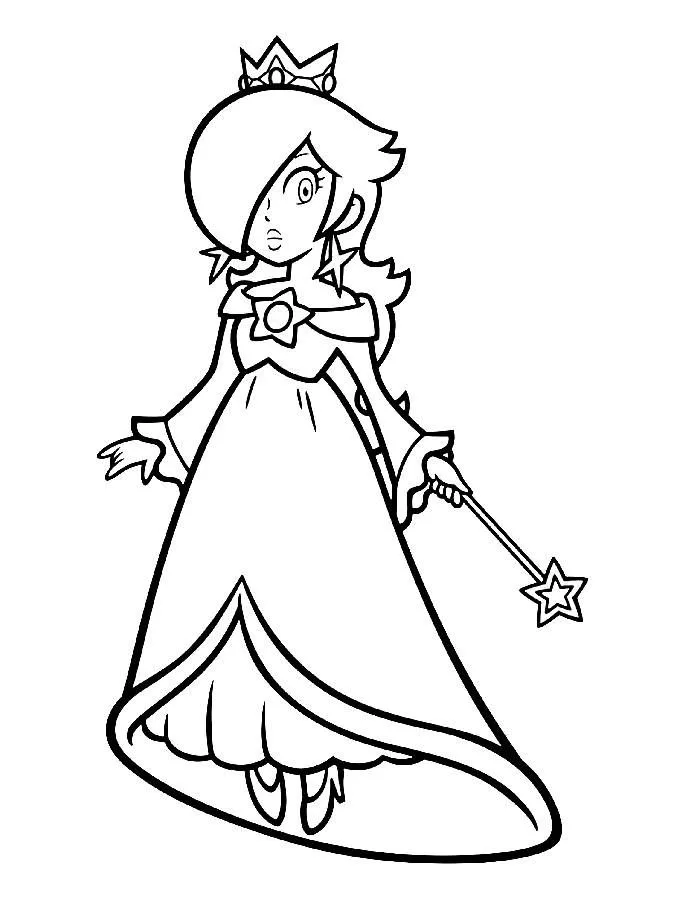 Ver dibujo completo de Rosalina con Varita Mágica para colorear Dibujo de Rosalina con Varita Mágica para colorear e imprimir gratis - Plantilla en alta calidad