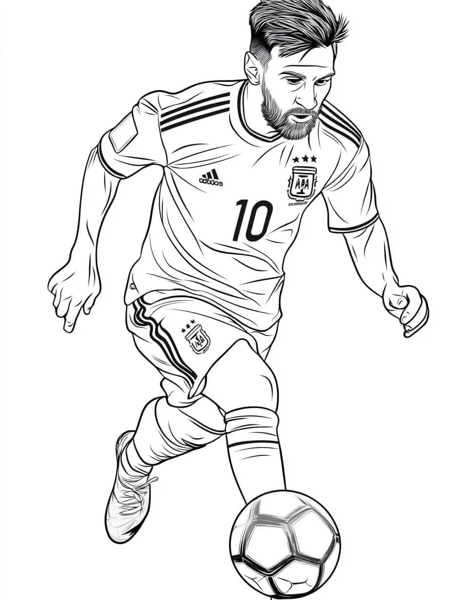 Messi Argentina en Acción para colorear - Messi