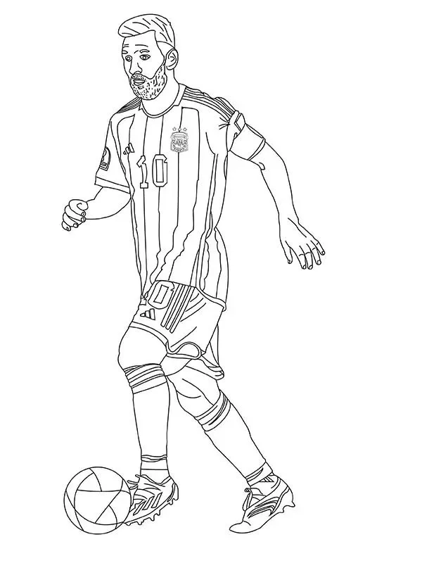 Messi Argentina Driblando para colorear - Messi