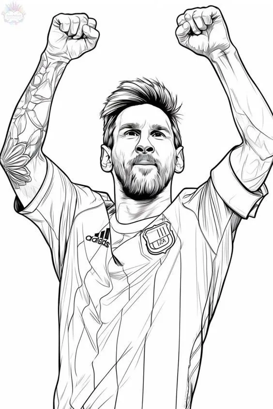 Haz clic para descargar dibujo de Messi Argentina Celebrando Puños para colorear e imprimir gratis Messi Argentina Celebrando Puños para colorear HD fácil y bonito - Descarga e imprime gratis - Dibujo exclusivo de Messi