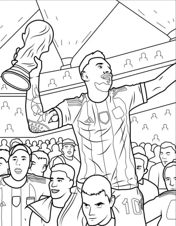 Messi Copa del Mundo con Equipo para colorear - Messi