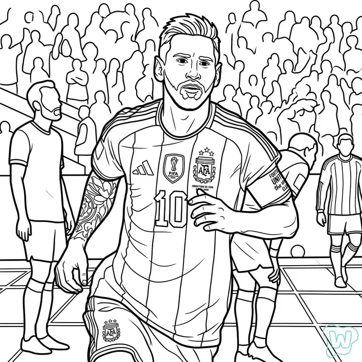 Haz clic para descargar dibujo de Messi Mundial con Balón para colorear e imprimir gratis Messi Mundial con Balón para colorear HD fácil y bonito - Descarga e imprime gratis - Dibujo exclusivo de Messi