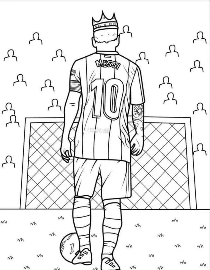 Messi Rey del Barcelona para colorear - Messi